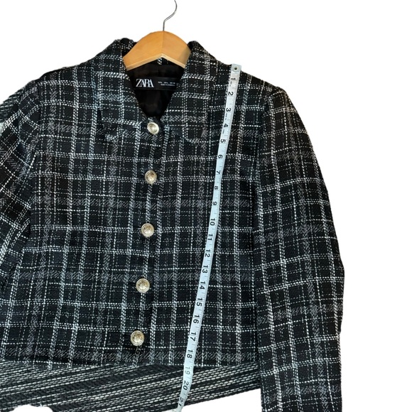 Zara Womens Plaid Tweed Crop Jacket Size‎ L - Picture 8 of 14